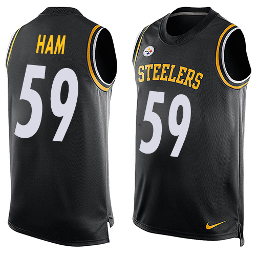 Men's Limited Jack Ham Nike Jersey Black - #59 Player Name & Number Tank Top NFL Pittsburgh Steelers